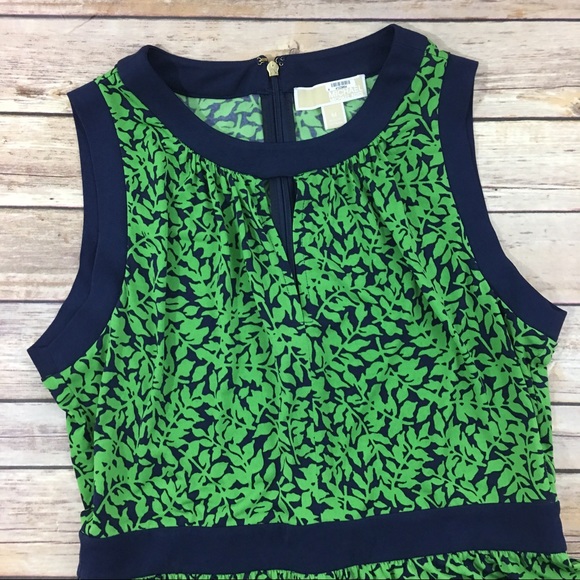 MICHAEL Michael Kors green & navy leaf print dress - Picture 2 of 5